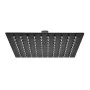 Set doccia soffione quadrato 30x30cm in acciaio inox e braccio 30cm nero opaco