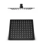 Set doccia soffione quadrato 30x30cm in acciaio inox braccio 40cm e doccino completo nero opaco