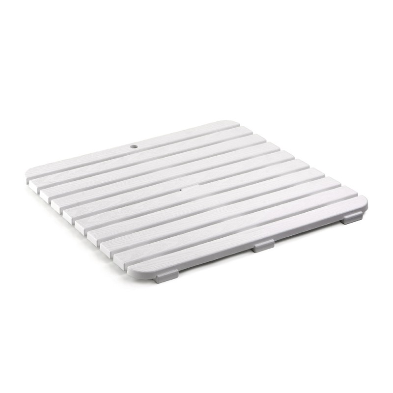 Pedana antiscivolo per doccia 55x55 cm in polipropilene con finitura bianca Pedana antiscivolo per doccia 55x55 cm in polipropilene con finitura bianca