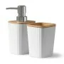 Set accessori bagno bianco Show in plastica e bambu design moderno