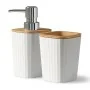 Set accessori bagno crema Show 5 pezzi con dettagli in bambu