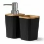 Set accessori bagno nero Show 5 pezzi con inserti in bambu