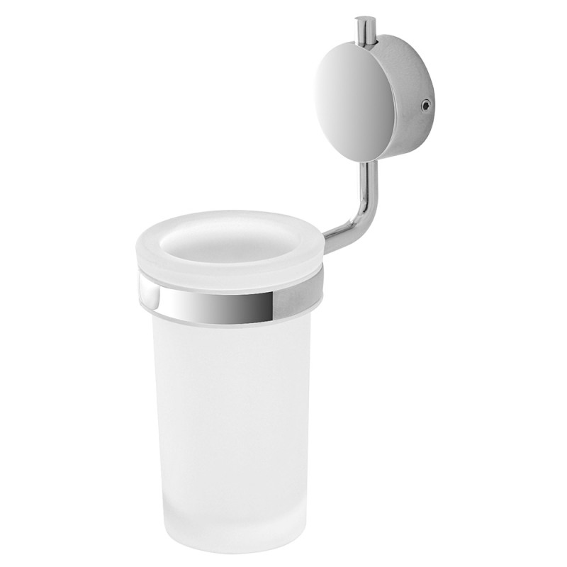 Portaspazzolino singolo in acciaio inossidabile cromato con porta spazzolino da denti in vetro da parete Accessori per il bagno 