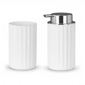 Set accessori bagno da due pezzi in gomma termoplastica bianca - Gummy 