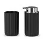 Set accessori bagno Gummy nero 2 pezzi con dispenser e portaspazzolino