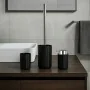 Set accessori bagno Gummy nero 2 pezzi con dispenser e portaspazzolino