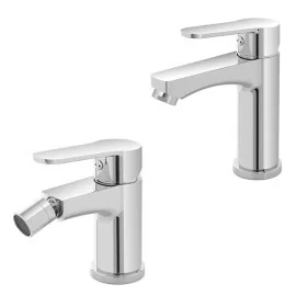 Set miscelatore lavabo e bidet cromato Eden con piletta click-clack