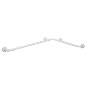 Maniglione angolare bagno 65x100 in acciaio bianco con fissaggi a muro