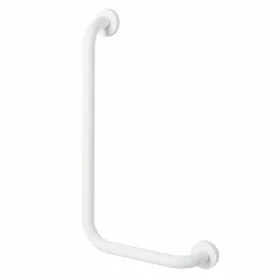 Corrimano di sicurezza angolare 35x65 cm bianco con montante a sinistra