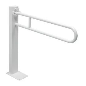 Barra di sostegno ribaltabile a colonna per disabili 85 cm in acciaio bianco con porta rotolo 