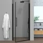 Porta doccia nicchia 95cm in vetro temperato trasparente battente con profilo nero opaco Neos
