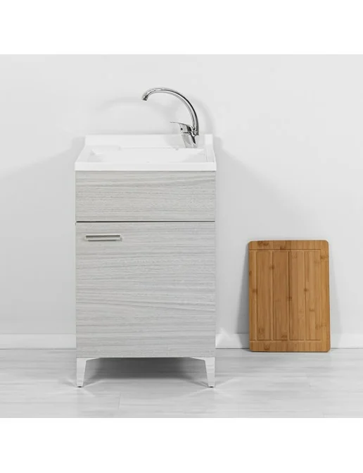 Lavatoio In Resina Con Anta Singola - Lavandino Per Lavare A Mano, Ideale Per Interno Ed Esterno, 45x50x85 Cm - Foto 10