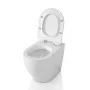 Sanitari filo parete traslati wc con sedile soft-close e bidet in ceramica bianca Osaka