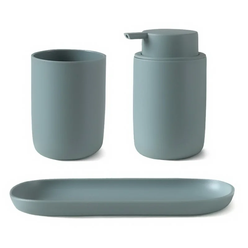 FORLONG Set di accessori da bagno in ceramica con farfalla danzante, set da 5 pezzi, tra cui portaspazzolino, 2 tazze per spazzolino da denti, portasapone, dispenser per sapone e lozioni