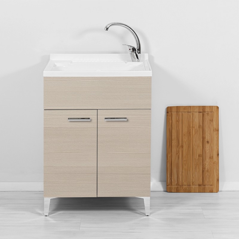 Lavatoio con mobile 60x50 cm 2 ante larice con vasca in resina e asse lavapanni Lavatoio con mobile 60x50 cm 2 ante larice con vasca in resina e asse lavapanni