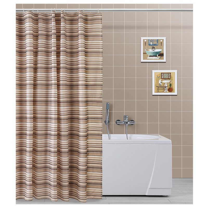 Tenda Doccia Lavabile In Poliestere 240 X 200h Cm A Righe Beige Tenda Doccia Lavabile In Poliestere 240 X 200h Cm A Righe Beige