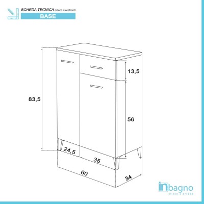 Mobile multiuso larice in legno 2 ante e cassetto