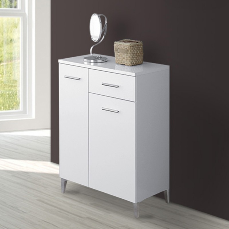 Base Mobile Bagno 60 Bianco 2 Ante 1 Cassetto Stella Base Doppia con Cassetto e due Ante Bianco 60x80 cm Bianco