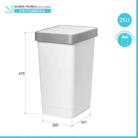 Pattumiera Blanco Da 18,5 Litri In Plastica, Colore Grigio, Per Sistemi Select - 3