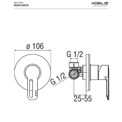 Scheda tecnica miscelatore doccia Nobili New Road a incasso 1 via RD00108CR