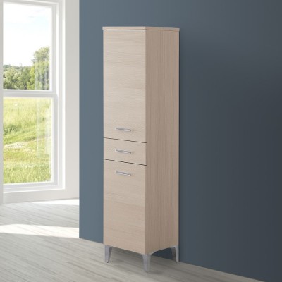 Mobile alto multiuso h 180 cm con cesto porta biancheria 2 cassetti e 2  ante bianco lucido