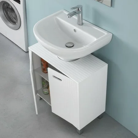 Mobile Sotto Lavabo Bagno 1 Ripiano 2 Ante 60x30x60 cm in Legno Grigio
