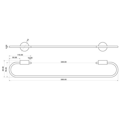 Portasciugamani cromato a muro 55 cm design moderno