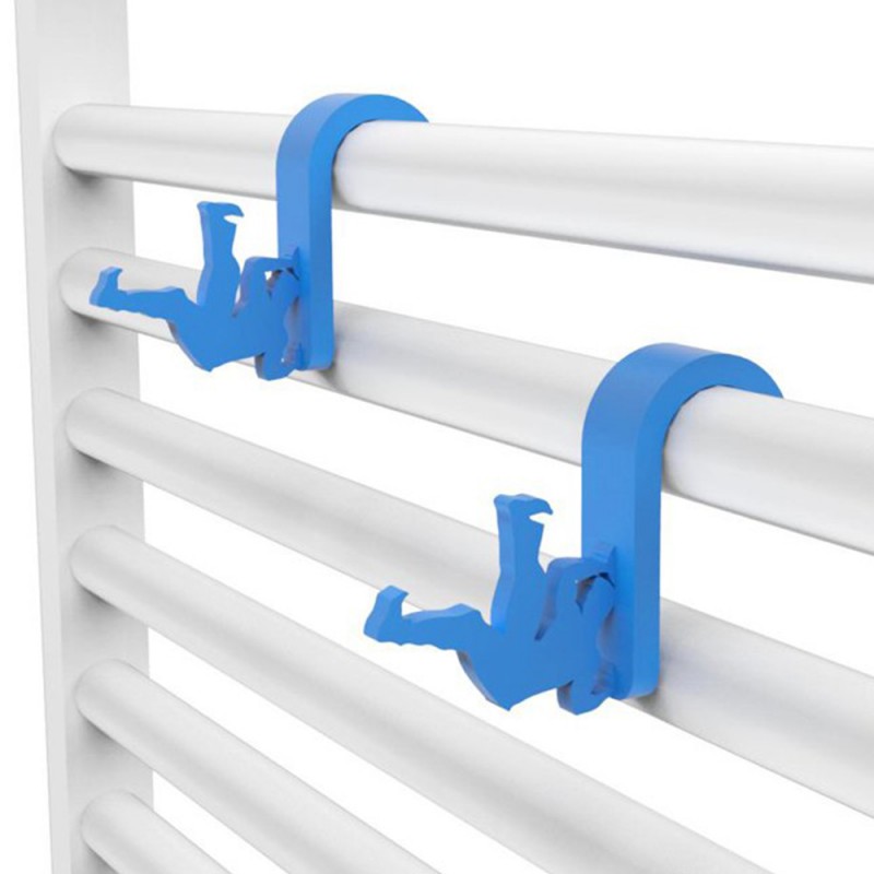 Appendino Azzurro in Plastica con Omino Universale per Termoarredo Appendino Universale per Termoarredo colore azzurro in Plastica