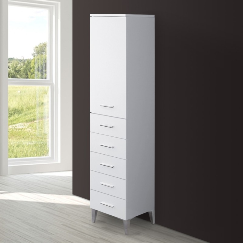 Colonna Bagno Bianca Porta Asciugamani H.154 Multiuso Con 5 Cassetti Colonna Bagno Bianca Porta Asciugamani H.154 Multiuso Con 5 Cassetti