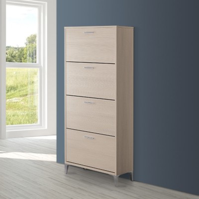 Scarpiera moderna larice 70x29 cm con 4 ante a ribalta a doppia profondità
