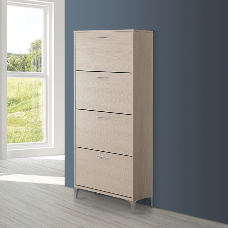 Scarpiera moderna larice 70x29 cm con 4 ante a ribalta a doppia profondità Scarpiera moderna larice 70x29 cm con 4 ante a ribalta a doppia profondità