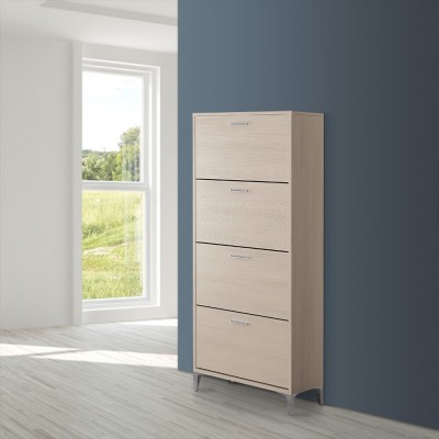 Armadio scarpiera larice 70x29 cm con 4 ante a ribalta con doppia profondità e vano portaoggetti