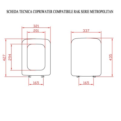 Scheda tecnica Copriwater Ceramica Rak Serie Metropolitan