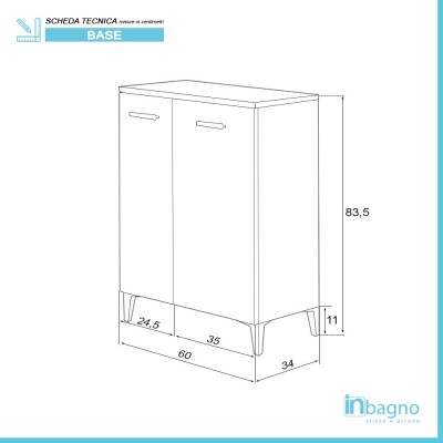 Base Bagno A 2 Ante Bianca L.60