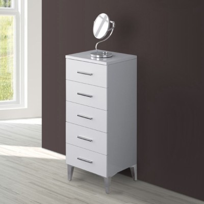 Cassettiera da bagno Snow con 5 cassetti 34X25X94 in mdf bianco grigio