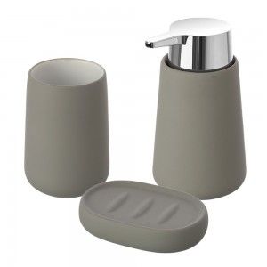 set accessori bagno d'appoggio grigio ceramica feridras