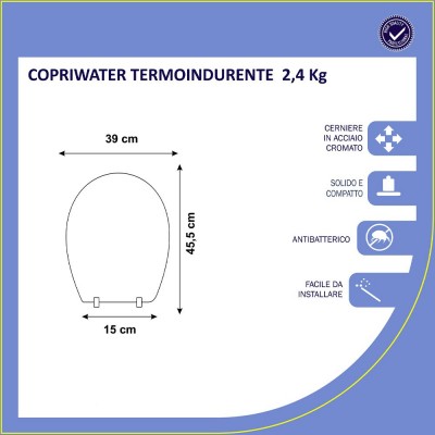 Copriwater Compatibile per WC SERIE CLIZIA in termoindurente Bianco. 