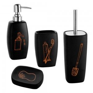 Set accessori bagno d'appoggio in ceramica nera feridras