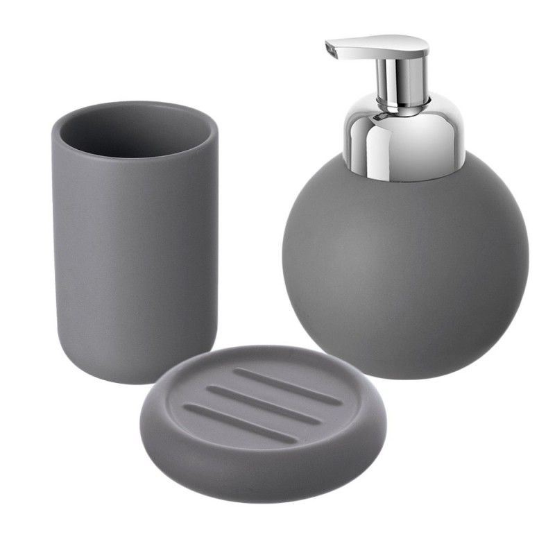 Feridras Set America 4 Pezzi in scatola colore Grigio accessori arredo Bagno in ceramica 
