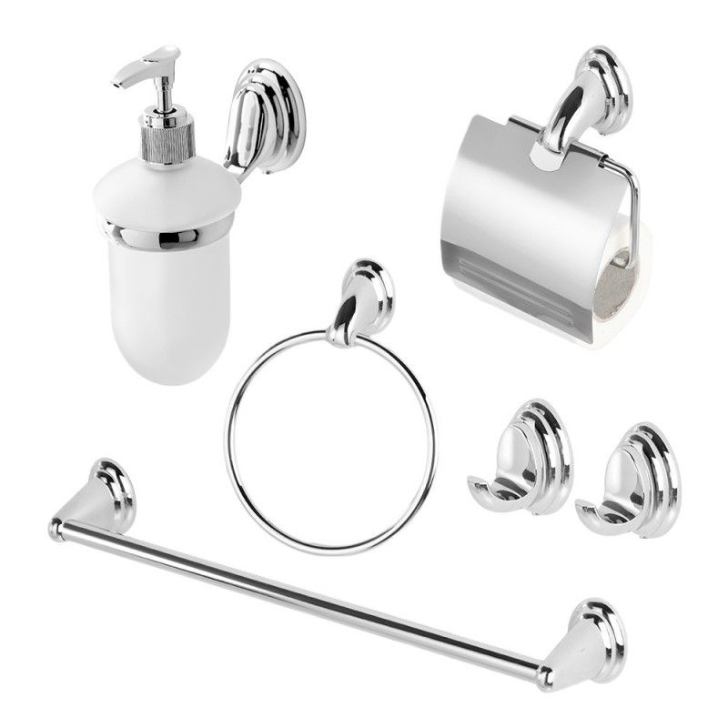 Set di accessori da bagno finitura nichel satinato Basics 4 pezzi stile moderno 