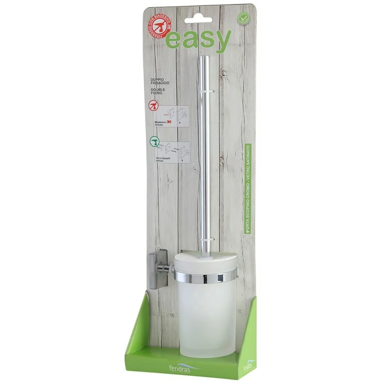 Porta Scopino Da WC Con Supporto Adesivo - Acciaio Inox, Senza Foratura - Con Scopino Bianco - Foto 4