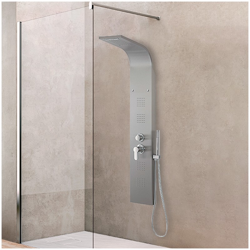 Colonna doccia acciaio inox satinata 4 funzioni con doccetta Colonna doccia acciaio inox satinata 4 funzioni