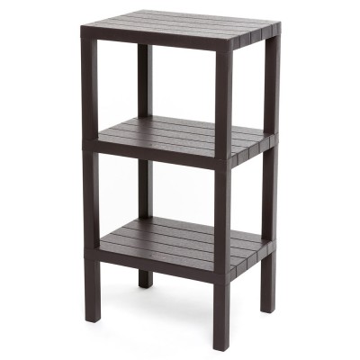 Scaffale bagno con 3 ripiani effetto legno marrone in kit di montaggio