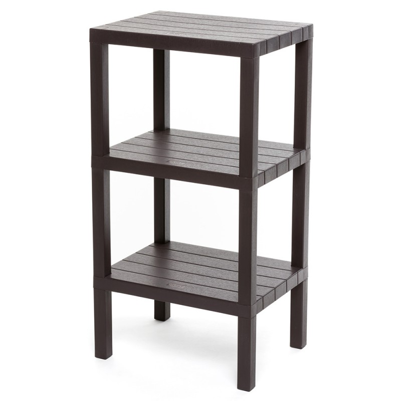 Scaffale bagno con 3 ripiani effetto legno marrone in kit di montaggio Scaffale bagno con 3 ripiani effetto legno marrone in kit di montaggio