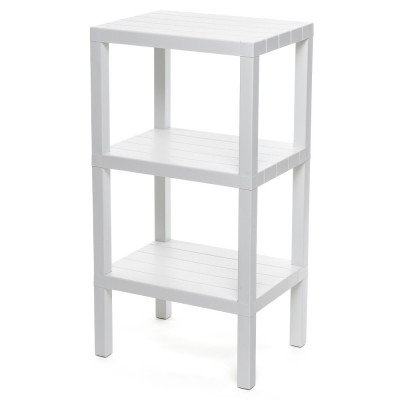 Mobile a scaffale con 3 ripiani effetto legno bianco in kit di montaggio