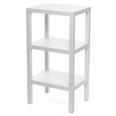 Mobile a scaffale con 3 ripiani effetto legno bianco in kit di montaggio