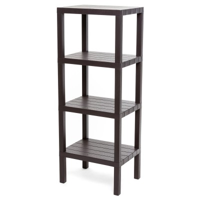 Scaffale bagno con 4 ripiani effetto legno marrone in kit di montaggio