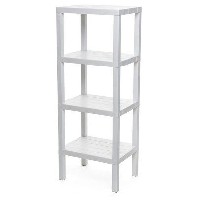 Mobile a scaffale con 4 ripiani effetto legno bianco in kit di montaggio