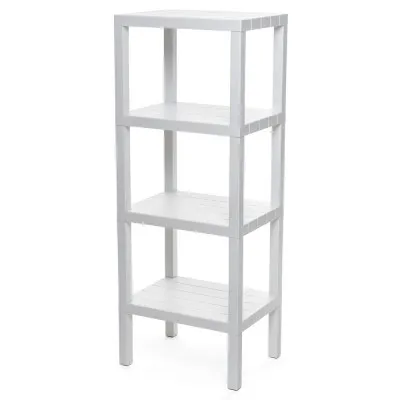 Mobile a scaffale con 4 ripiani effetto legno bianco in kit di montaggio
