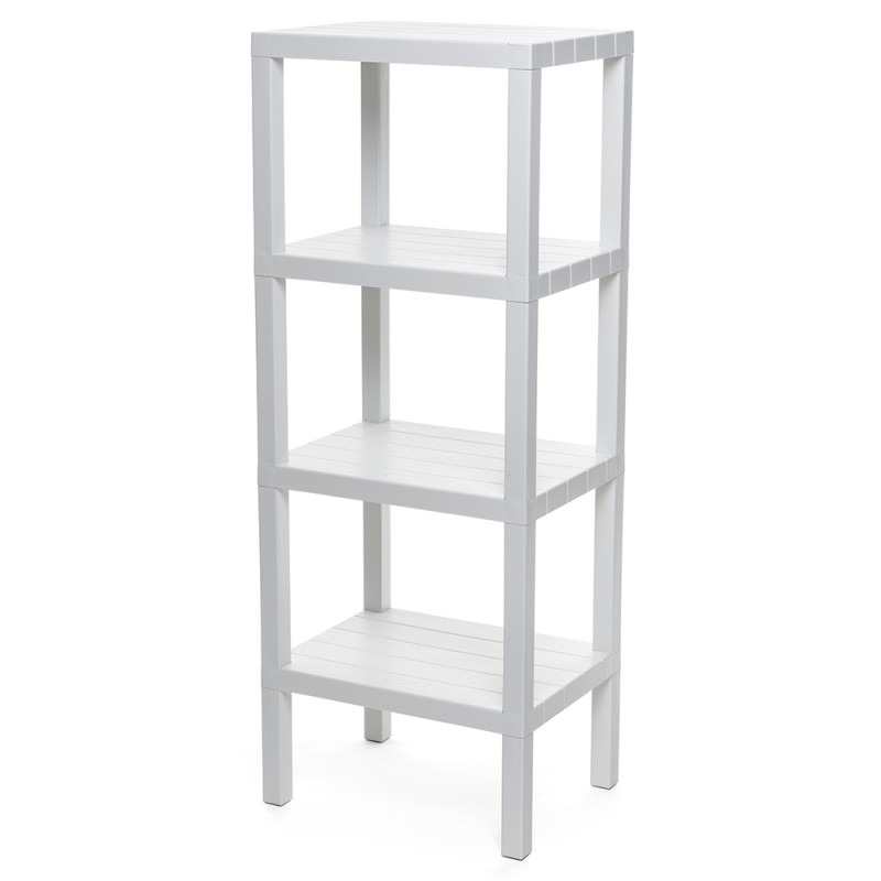 Mobile a scaffale con 4 ripiani effetto legno bianco in kit di montaggio Mobile a scaffale con 4 ripiani effetto legno bianco in kit di montaggio